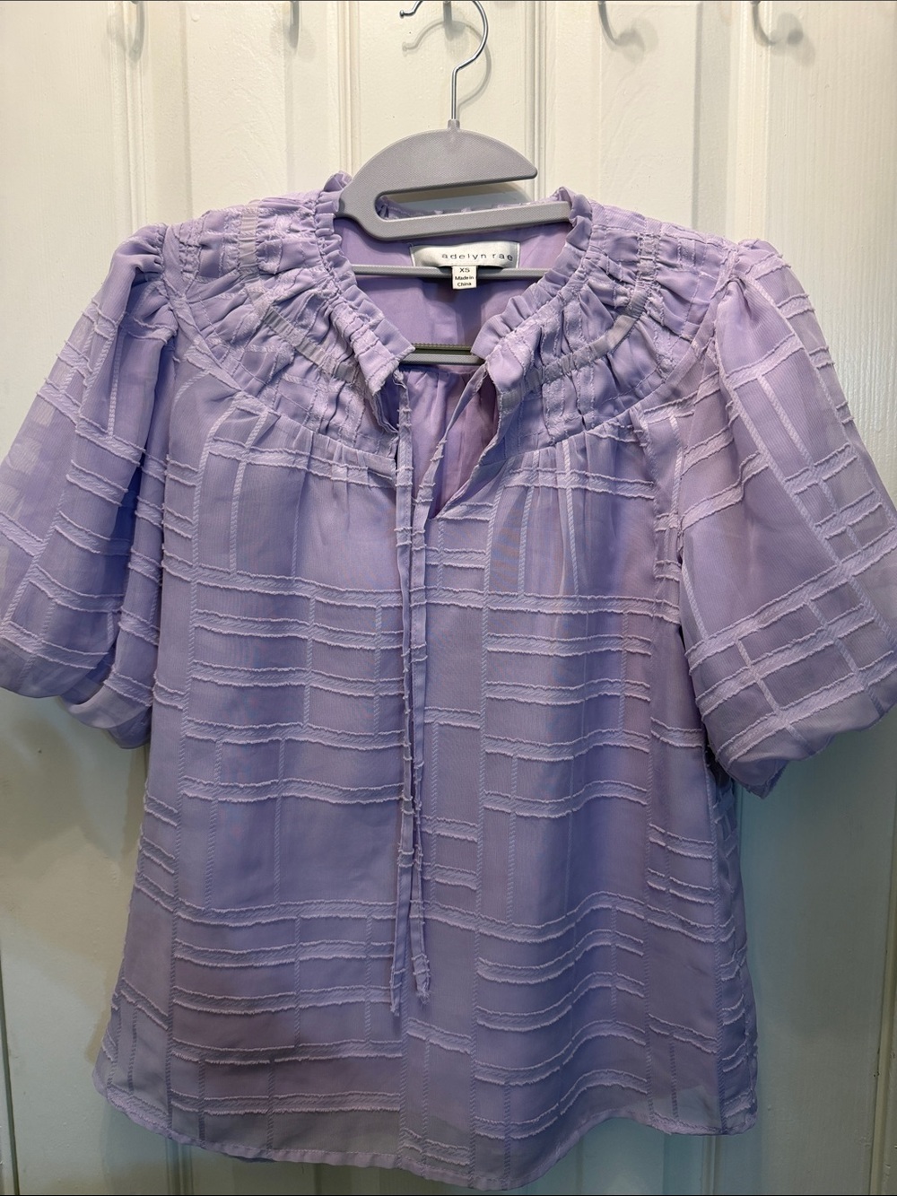 Adelyn Rae Lilac Textured Smocked Yoke Blouse